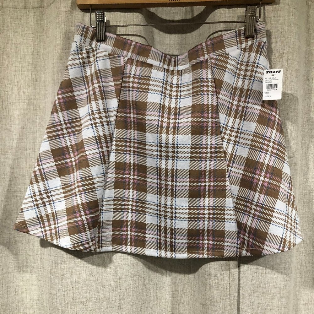 Tilly's flare skater skirt plaid size L New Academia Preppy
